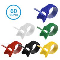 Velcro Wrap Strap 1/2" Width Assorted colors, 60pc Pack