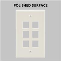 6 Port Keystone Jack Wall Plate with Smooth Face