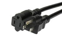 Black Power Extension Cord (NEMA 5-15P to NEMA 5-15R) 13A,STJ 16/3 Power Cable